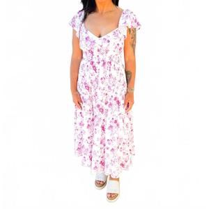 NEW TCEC hatley floral sweetheart neck elastic waist dress in pink